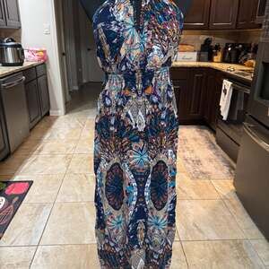 Boston Proper Muse Beaded Halter Maxi Dress